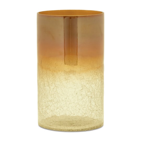 7.75" Gold & Orange Ombre Crackle Glass Candle Holders